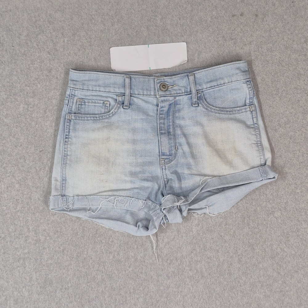 Hollister Women Shorts 3 / W26 Light Blue Denim Short-Short Button 3" Inseam